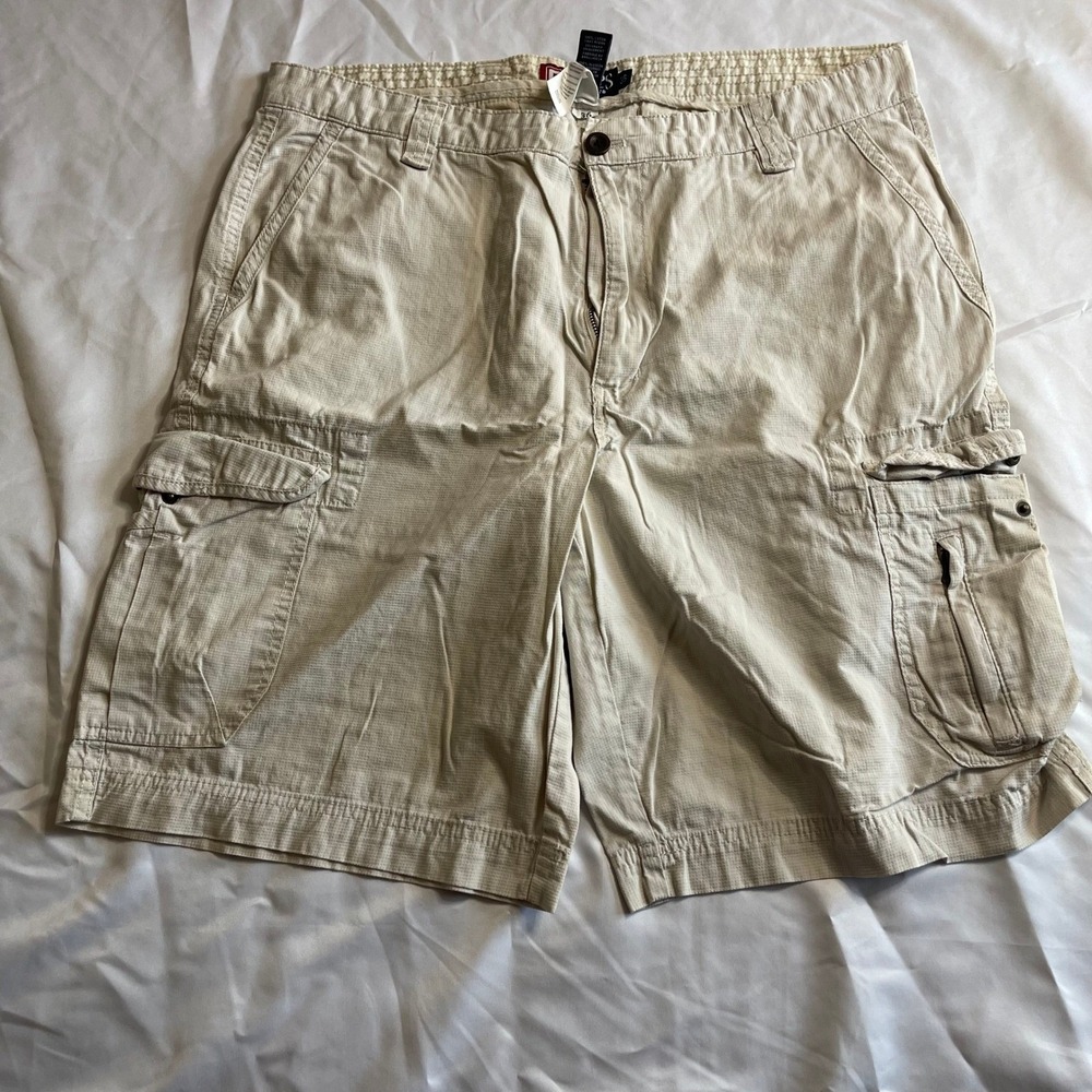Chaps Mens Khaki Tan Ripstop Cotton Cargo Shorts Size 36 Utility Hiking Summer
